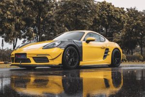 กันชน Carbon Fiber Porsche 718 Boxster / Cayman ทรง TAKD (Front Bumper Canards)