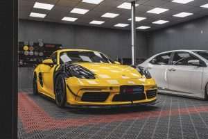 กันชน Carbon Fiber Porsche 718 Boxster / Cayman ทรง TAKD (Front Bumper Canards)
