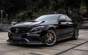 กระจังหน้า Carbon Fiber Mercedes Benz W205 C63 C63S Coupe 2 Door Sedan 4 Door ทรง TAKD Dry Carbon ปี 2015-ON