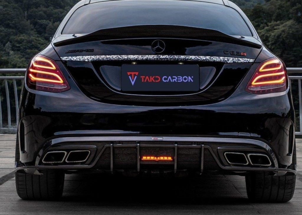 ดิฟฟิวเซอร์ Carbon Fiber Mercedes Benz C Class W205 C63 C63S Sedan ทรง TAKD Dry Carbon ปี 2019-2021