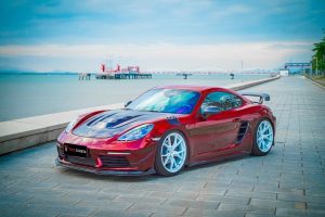 สปอยเลอร์ Carbon Fiber Porsche 718 Cayman / GTS 2 Door ทรง TAKD V2 ปี 2017-2025