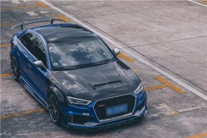 สเกิร์ตข้าง Carbon Fiber Audi RS3 8V ทรง TAKD Dry Carbon ปี 2018-2020