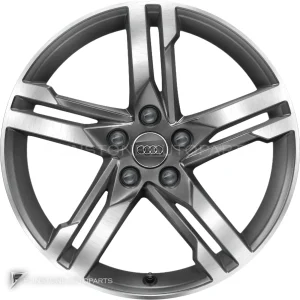 正品轮毂 Audi 5 Spoke Dynamic 边框 18 英寸车型 A4 8W 颜色 Graphite Grey with Diamond Cut