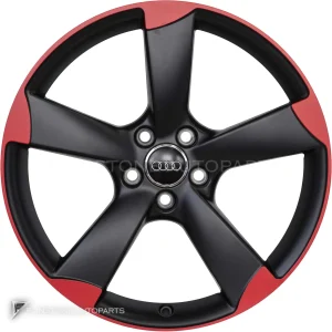 正品轮毂 Audi 5 Spoke Rotor 边框 19 英寸车型 TT 8J 颜色 Gloss Black with Misano Red Pearl Effect