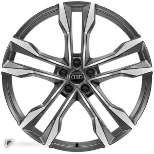 正品轮毂 Audi 5 V Double Spoke 边框 22 英寸车型 Q8 4M8 颜色 Graphite Grey with Diamond Cut