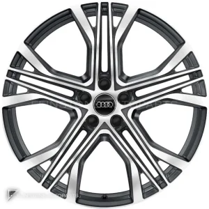 正品轮毂 Audi 5 V Spoke Star 边框 21 英寸车型 A7 4K8 颜色 Graphite Grey with Diamond Cut