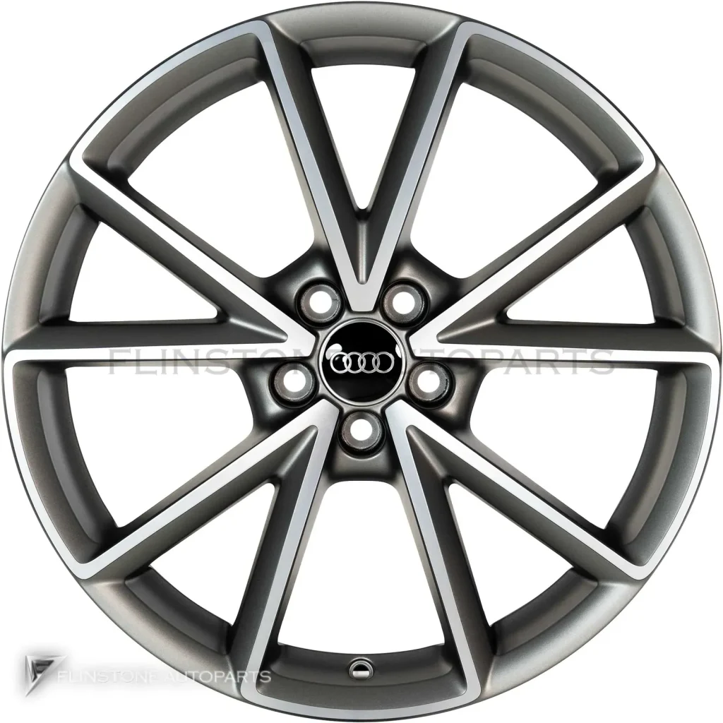 ล้อแท้นำเข้า Audi 5 V Spoke ขอบ 18 นิ้ว รุ่น A1 8X สี Titanium Grey with Diamond Cut
