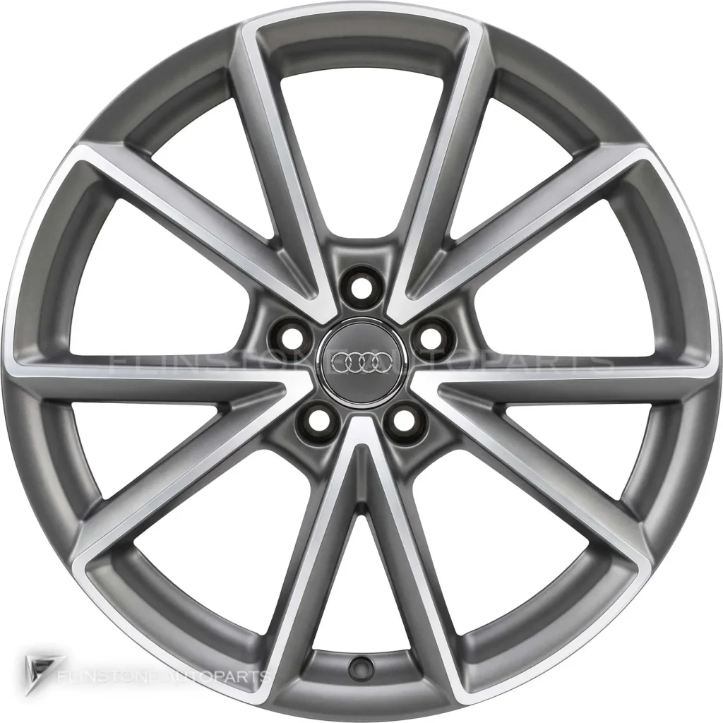 ล้อแท้นำเข้า Audi 5 V Spoke ขอบ 19 นิ้ว รุ่น A8 4H สี Titanium Grey with Diamond Cut