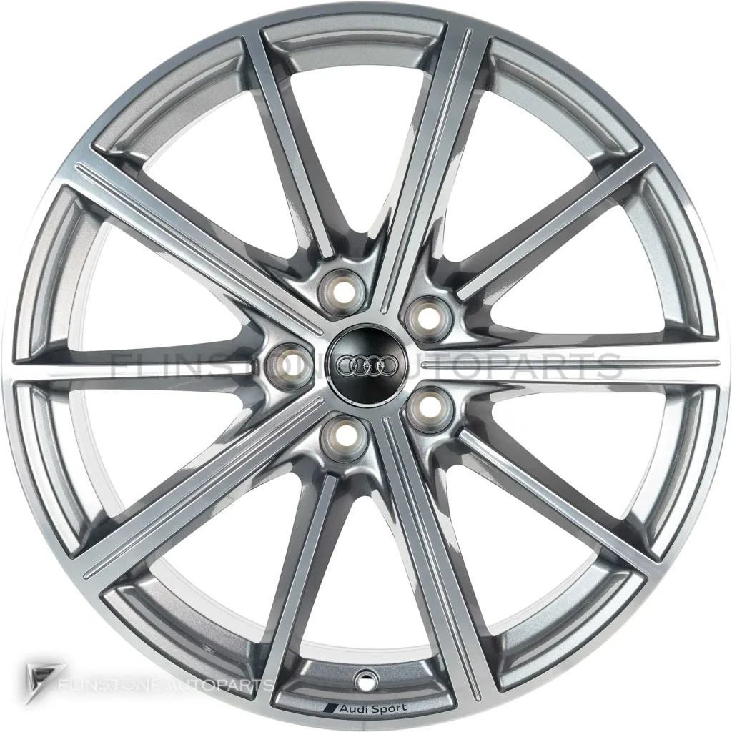 ล้อแท้นำเข้า Audi Sport 10 Spoke Star ขอบ 19 นิ้ว รุ่น A4 8W สี Dark Galvanic Silver with Diamond Cut