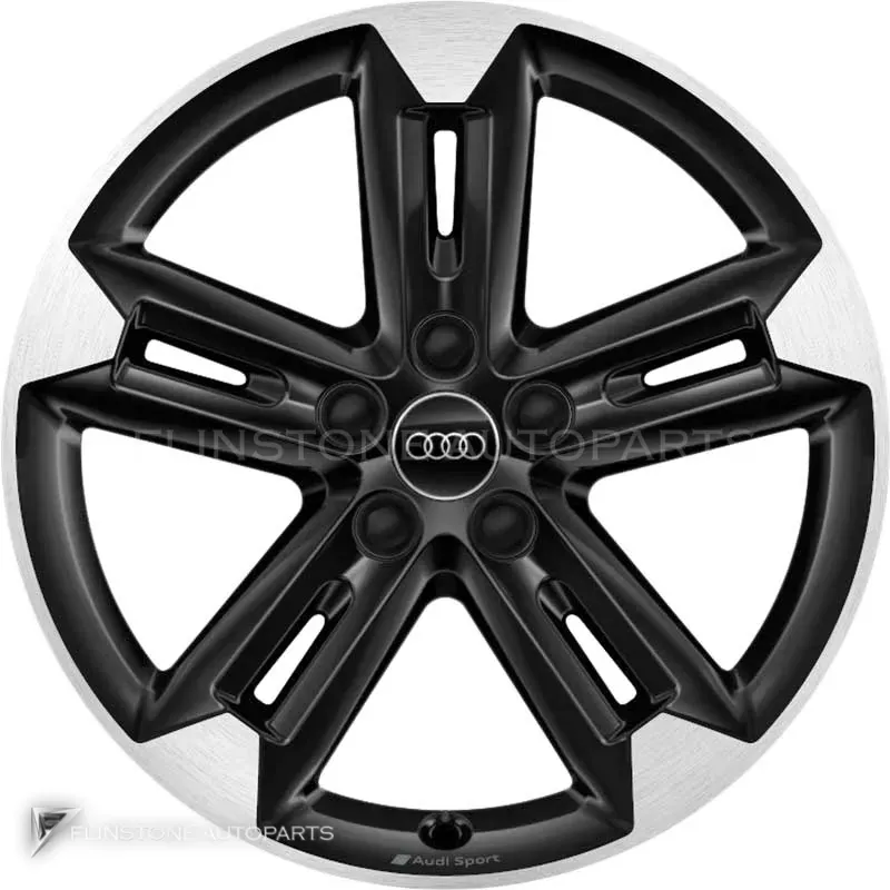 ล้อแท้นำเข้า Audi Sport 5 Double Spoke Trapezoid ขอบ 18 นิ้ว รุ่น Q2 81A สี Gloss Black with Diamond Cut