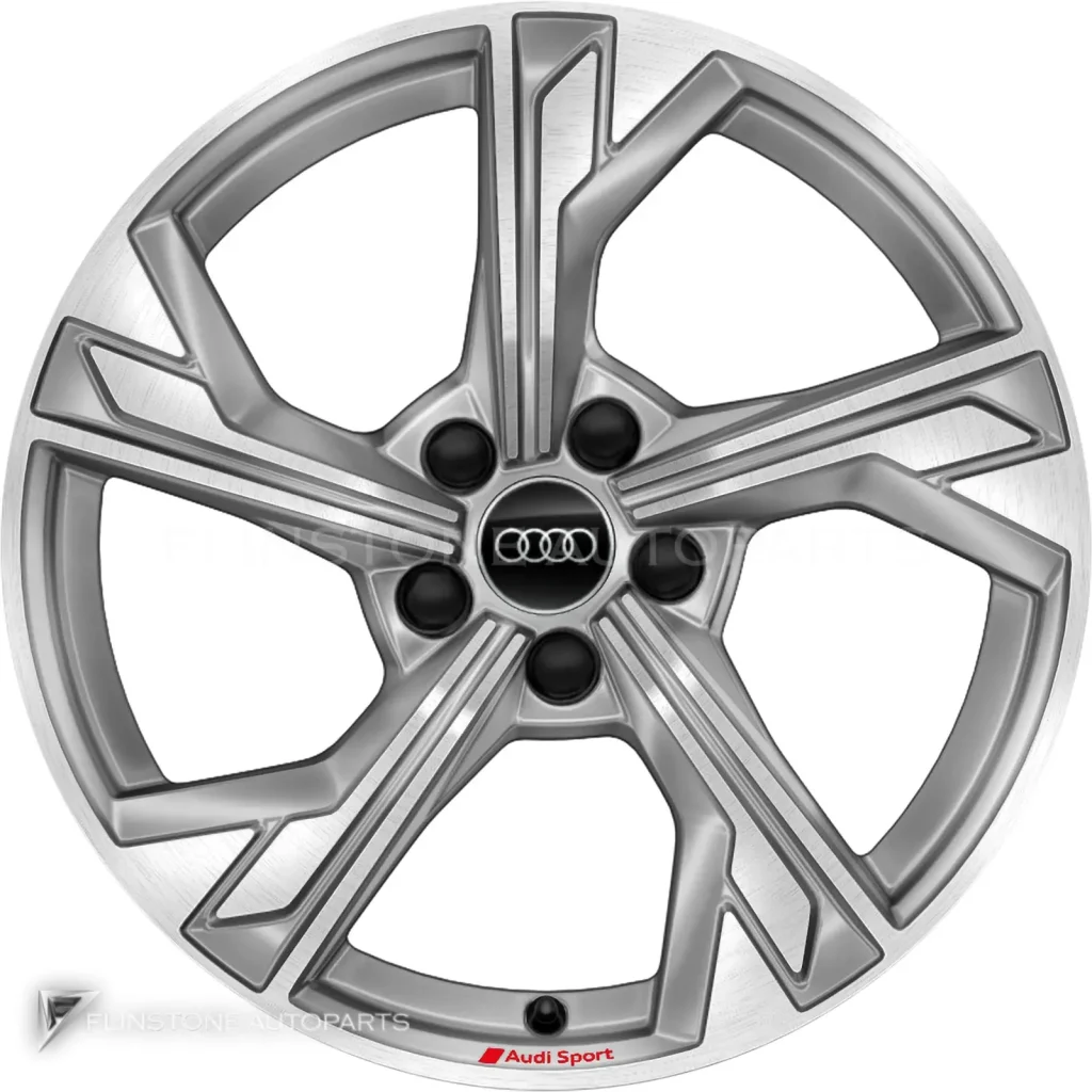 ล้อแท้นำเข้า Audi Sport 5 Spoke ขอบ 18 นิ้ว รุ่น A3 8Y สี Dark Galvanic Silver with Diamond Cut