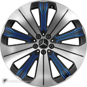 Genuine Wheels Mercedes-Benz 10 Spoke trim 21 inch model 297-21 Colour Black and Blue Details with High Sheen