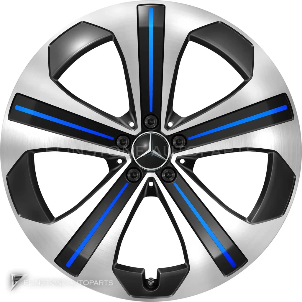 ล้อแท้นำเข้า Mercedes-Benz 5 Double Spoke ขอบ 21 นิ้ว รุ่น 296-21 สี Black and Blue Details with High Sheen
