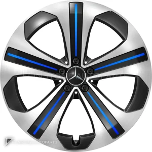 Genuine Wheels Mercedes-Benz 5 Double Spoke trim 21 inch model 296-21 Colour Black and Blue Details with High Sheen