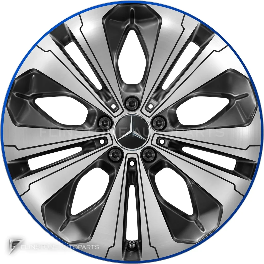 ล้อแท้นำเข้า Mercedes-Benz 5 Twin Spoke ขอบ 19 นิ้ว รุ่น 293-19 สี Black and Blue Edge with High Sheen