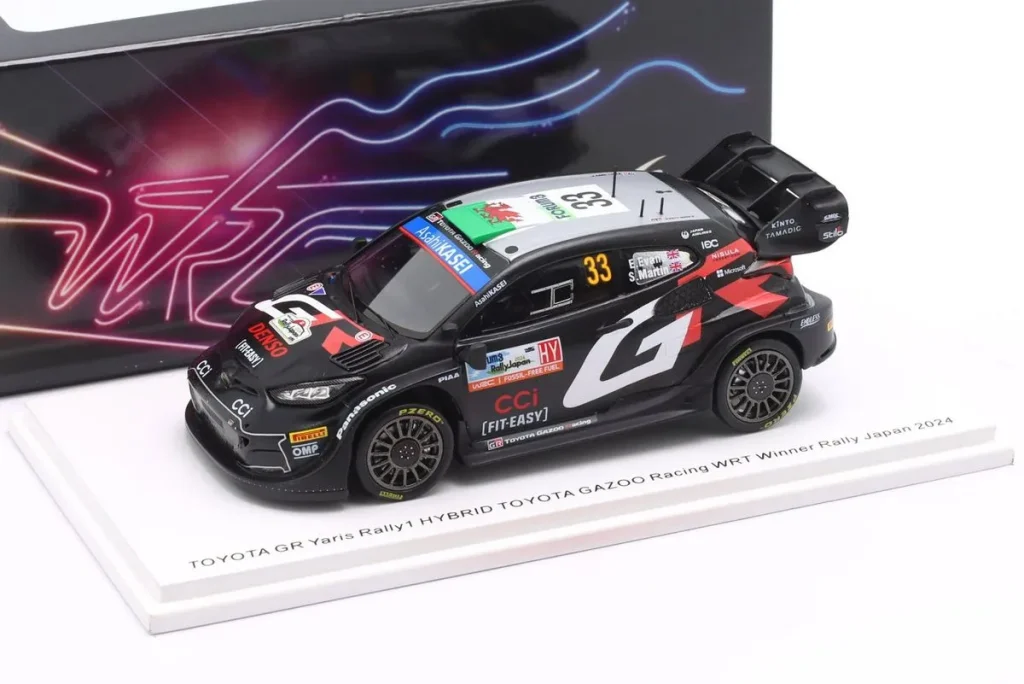 โมเดลรถ 1:43 Toyota GR Yaris Rally1 Hybrid #33 Elfyn Evans, Scott Martin ผู้ชนะ แรลลี่ Japan ปี 2024 Spark