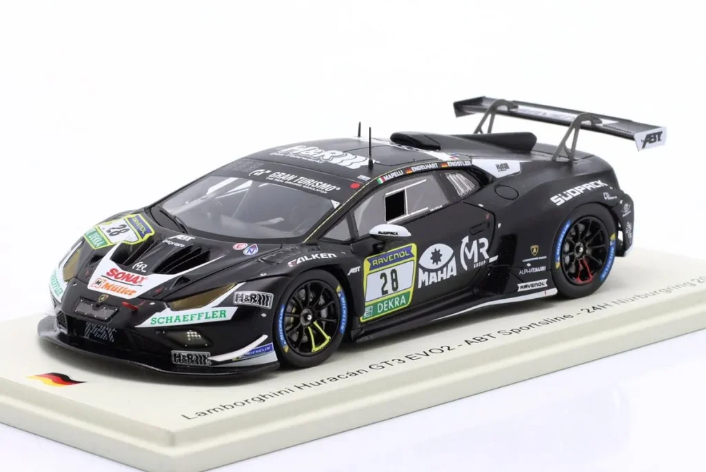โมเดลรถ 1:43 Lamborghini Huracán GT3 Evo2 #28 Marco Mapelli, Christian Engelhart, Luca Engstler 24 ชั่วโมง เนือร์บวร์กริง ปี 2025 Spark