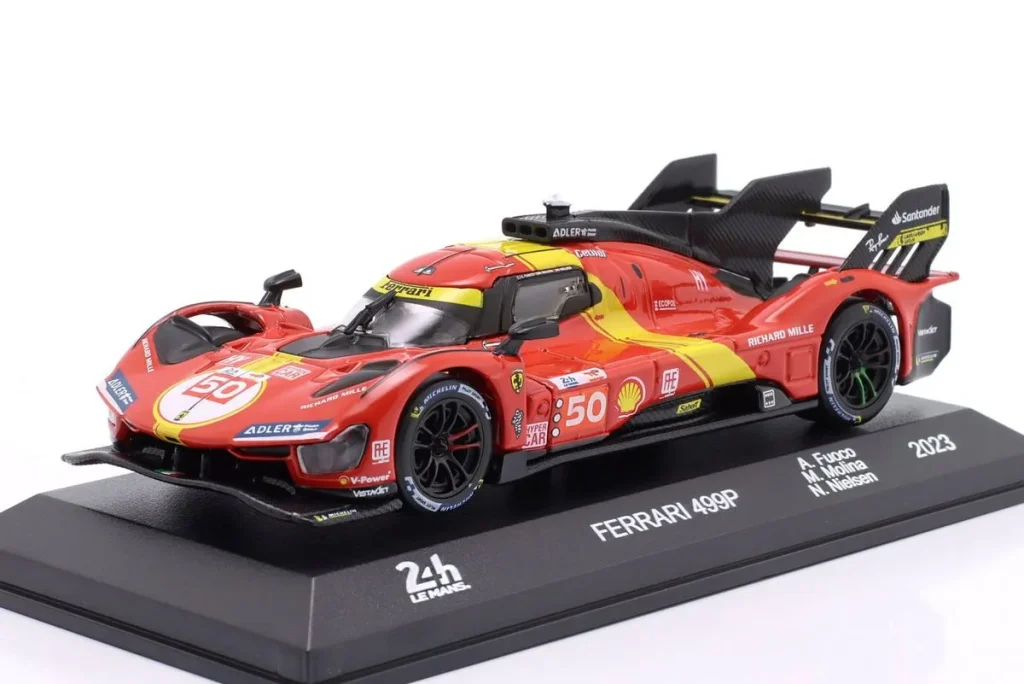 Model 1:43 Ferrari 499P #50 Antonio Fuoco, Nicklas Nielsen, Miguel Molina rank 5 24h LeMans year 2023 Altaya