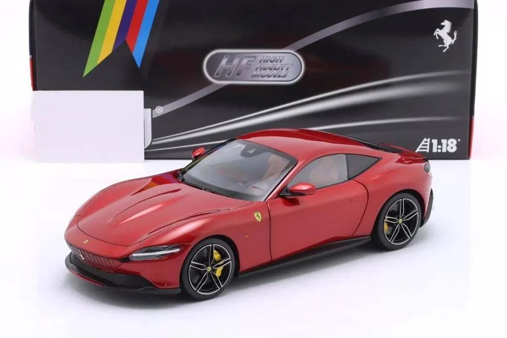 โมเดลรถ 1:18 Ferrari Roma ปี 2019 สี magma แดง Polistil 18FE02041-WB