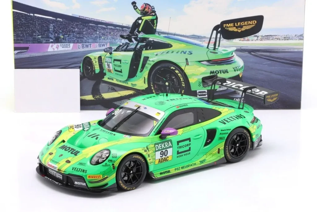 Model 1:18 Porsche 911 GT3 R “Greeno” #90 Ayhancan Güven DTM Champion year 2025 Ixo