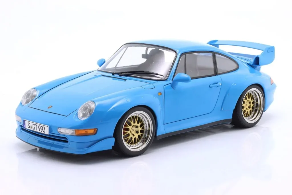 โมเดลรถ 1:12 Porsche 911 (993) GT2 ปี 1996 สีฟ้าอ่อน KK-Scale KKDC120283B