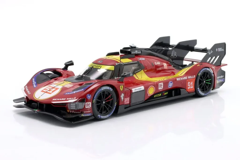 โมเดลรถ 1:24 Ferrari 499P #51 AntGiovinazzi, Alessandro Pier Guidi, James Calado อันดับ 3 24h LeMans ปี 2025 Bburago