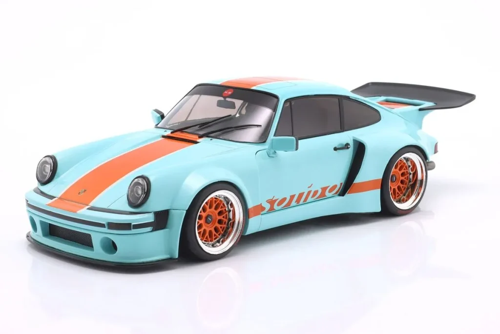 โมเดลรถ 1:18 Porsche 911 KS-R by Khyzyl Saleem ปี 2026 สี Gulf-Lackierung น้ำเงิน / orange) Solido