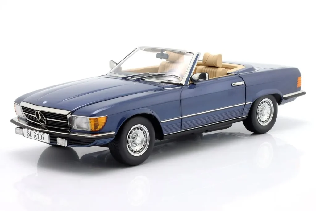โมเดลรถ 1:12 Mercedes-Benz 450 SL (R107) EU-Version ปี 1985 สีน้ำเงินเมทัลลิก KK-Scale