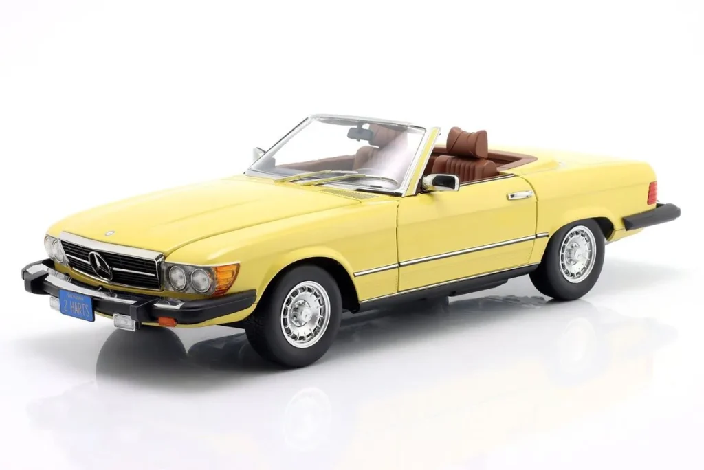 โมเดลรถ 1:12 Mercedes-Benz 450 SL (R107) US-Version TV-Serie “Hart to Hart” ( -1984) (deutscher Titel: “Hart aber herzlich / 1983-1985) ปี 1979 สีเหลือง KK-Scale
