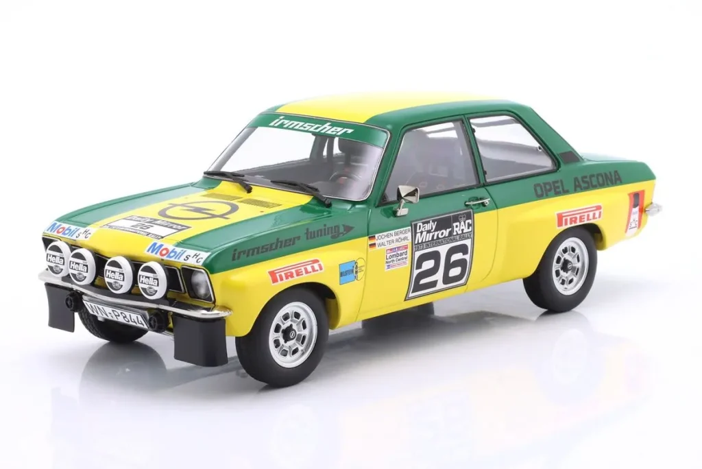 โมเดลรถ 1:18 Opel Ascona 1.9 SR #26 Walter Röhrl, Jochen Berger Lombard RAC แรลลี่ ปี 1973 ModelCarGroup