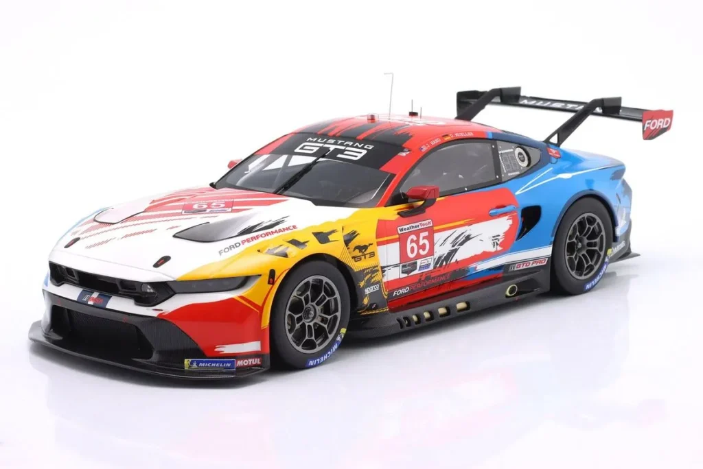 โมเดลรถ 1:18 Ford Mustang GT3 #65 Joey Hand, Dirk Müller Laguna Seca IMSA ปี 2024 True Scale