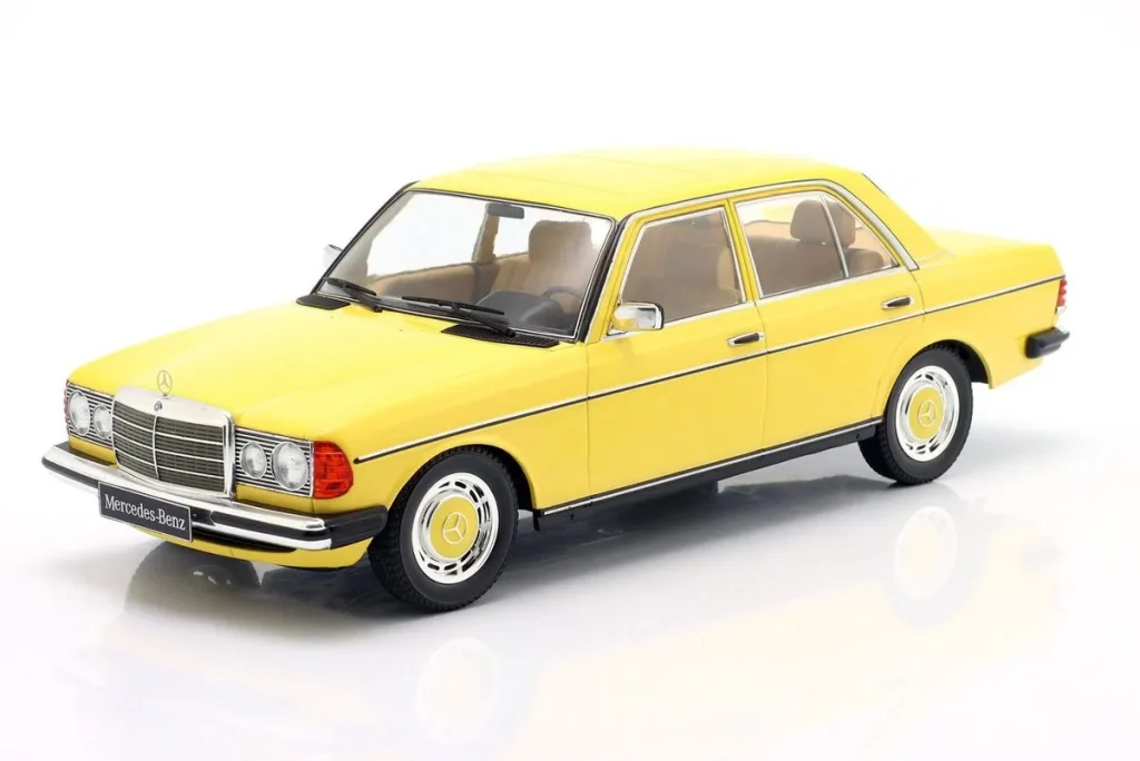 โมเดลรถ 1:18 Mercedes-Benz 230E W123 Limousine ปี 1975 สีเหลือง KK-Scale