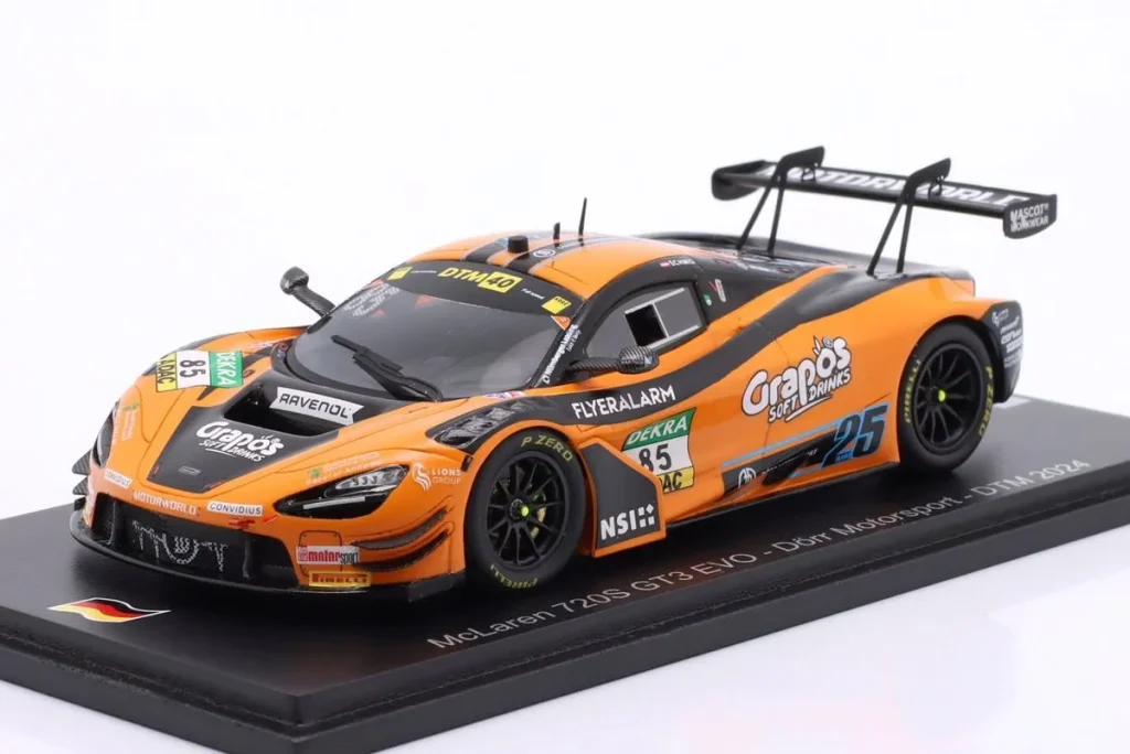 โมเดลรถ 1:43 McLaren 720S GT3 Evo #85 Clemens Schmid อันดับ 20 DTM ปี 2024 Spark