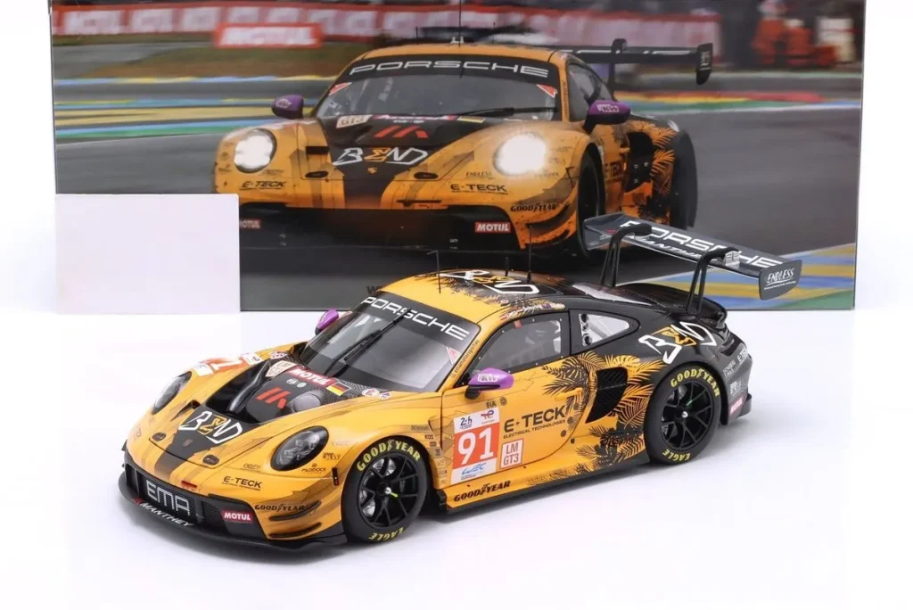โมเดลรถ 1:18 Porsche 911 GT3 R #91 Richard Lietz, Morris Schuring, Yasser Shahin ผู้ชนะ LMGTE-Klasse 24h LeMans ปี 2024 Minichamps