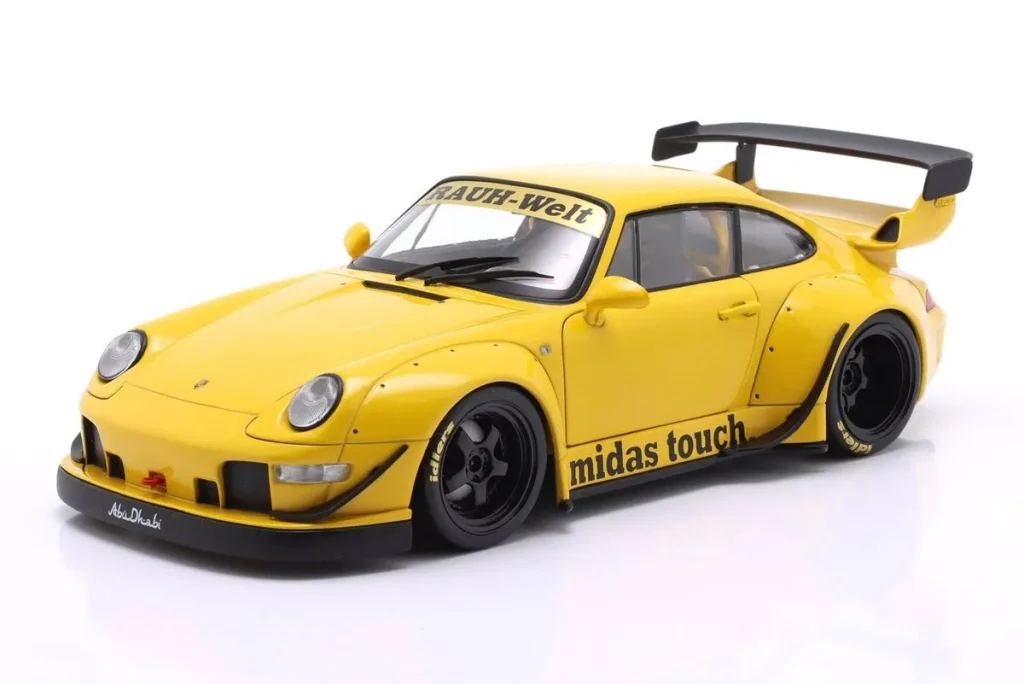 โมเดลรถ 1:18 Porsche 911 (993) RWB Rauh-Welt “Midas Touch” ปี 2023 สีเหลือง Solido