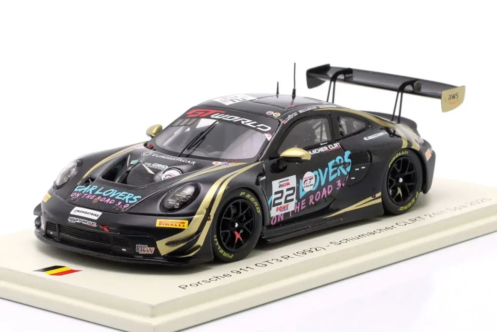 โมเดลรถ 1:43 Porsche 911 (992) GT3 R #22 Ayhancan Güven, Laurin Heinrich, Klaus Bachler 24 ชั่วโมง สปา ปี 2025 Spark