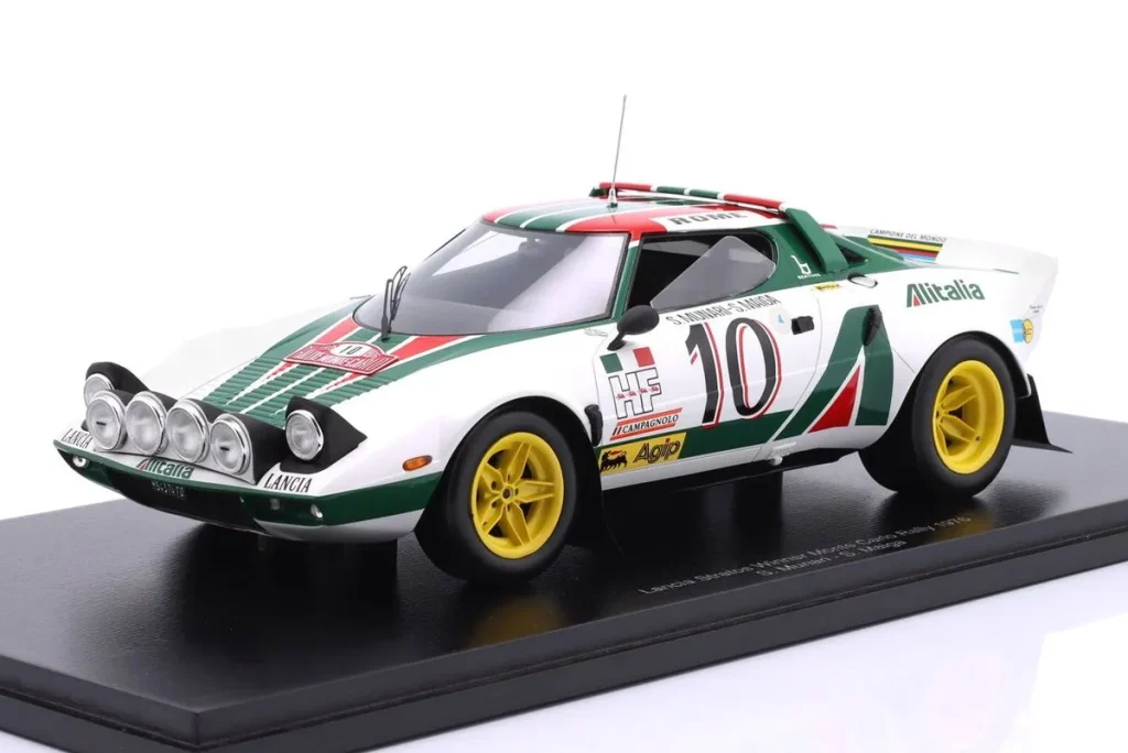 โมเดลรถ 1:18 Lancia Stratos HF #10 Sandro Munari, Silvio Maiga ผู้ชนะ แรลลี่ Monte Carlo ปี 1976 Spark