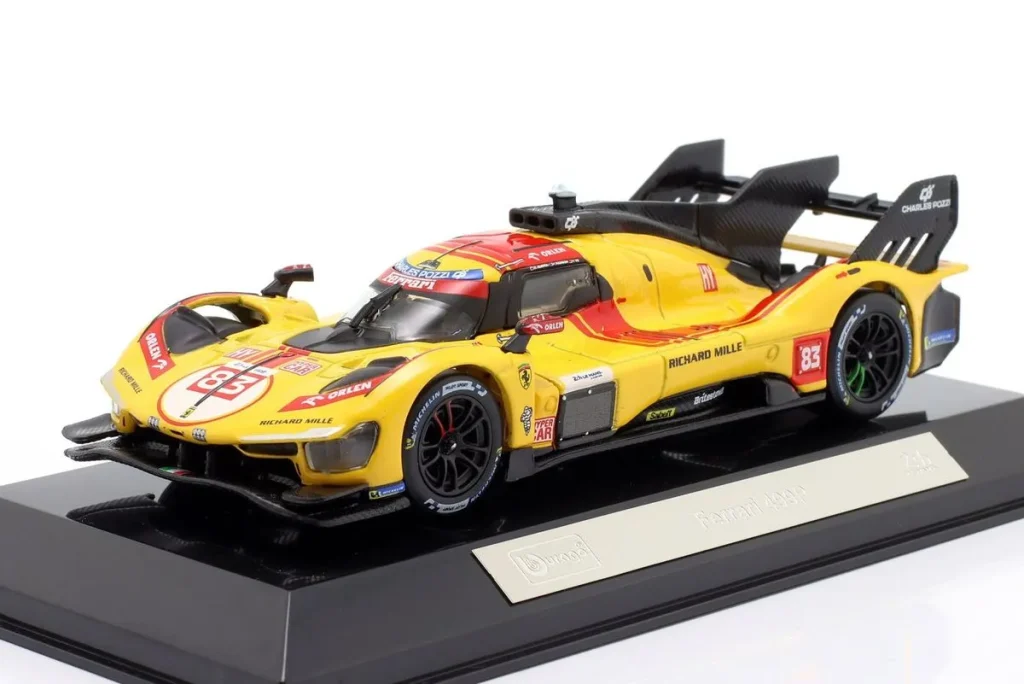 Model 1:43 Ferrari 499P #83 Robert Kubica, Yifei Ye, Philip Hanson winner 24h LeMans year 2025 Bburago 18-36321-02613