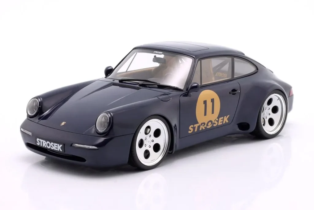 โมเดลรถ 1:18 Porsche 911 Strosek Mega 30 ปี 2024 สีน้ำเงินเข้ม GT-SPIRIT