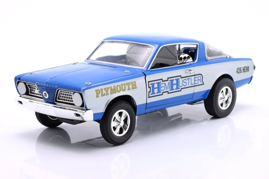 车型 1:18 Plymouth Barracuda 426 Hemi Hustler 年 1966 蓝色 / 灰色 GMP