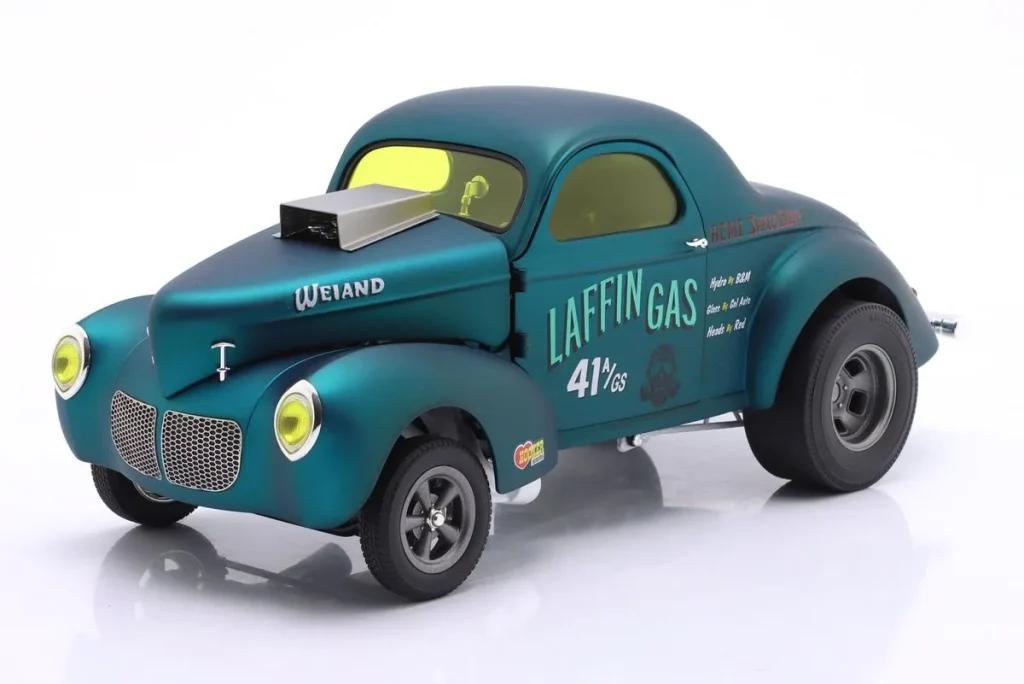 车型 1:18 Willys Gasser Laffin Gas 年 1940 金属蓝 GMP