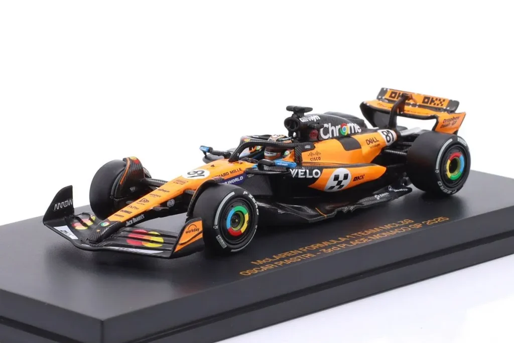 Model 1:64 McLaren MCL39 #81 Oscar Piastri rank 3 Monaco GP Formula One year 2025 Minichamps