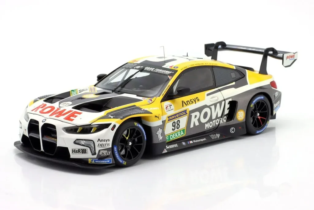 โมเดลรถ 1:18 BMW M4 GT3 Evo #98 Augusto Farfus, Jesse Krohn, Raffaele Marciello, Kelvin van der Linde ผู้ชนะ 24h Nürburgring ปี 2025 Minichamps