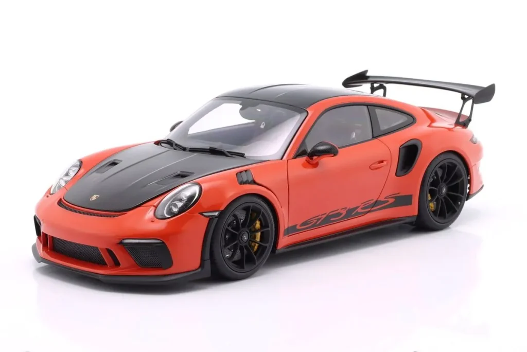 โมเดลรถ 1:18 Porsche 911 (991.2) GT3 RS Weissach-Paket ปี 2017 สี lava ส้ม AUTOart