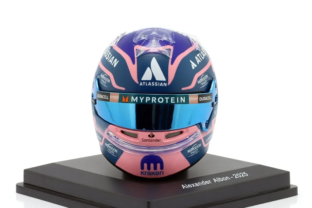 replica racing helmet 1:5 Williams FW47 #23 Alexander Albon Formula One year 2025 Spark