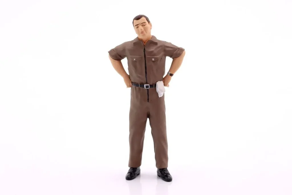 ฟิกเกอร์ 1:18 Mechaniker พร้อม น้ำตาล Overall skeptisch – figurenmanufaktur