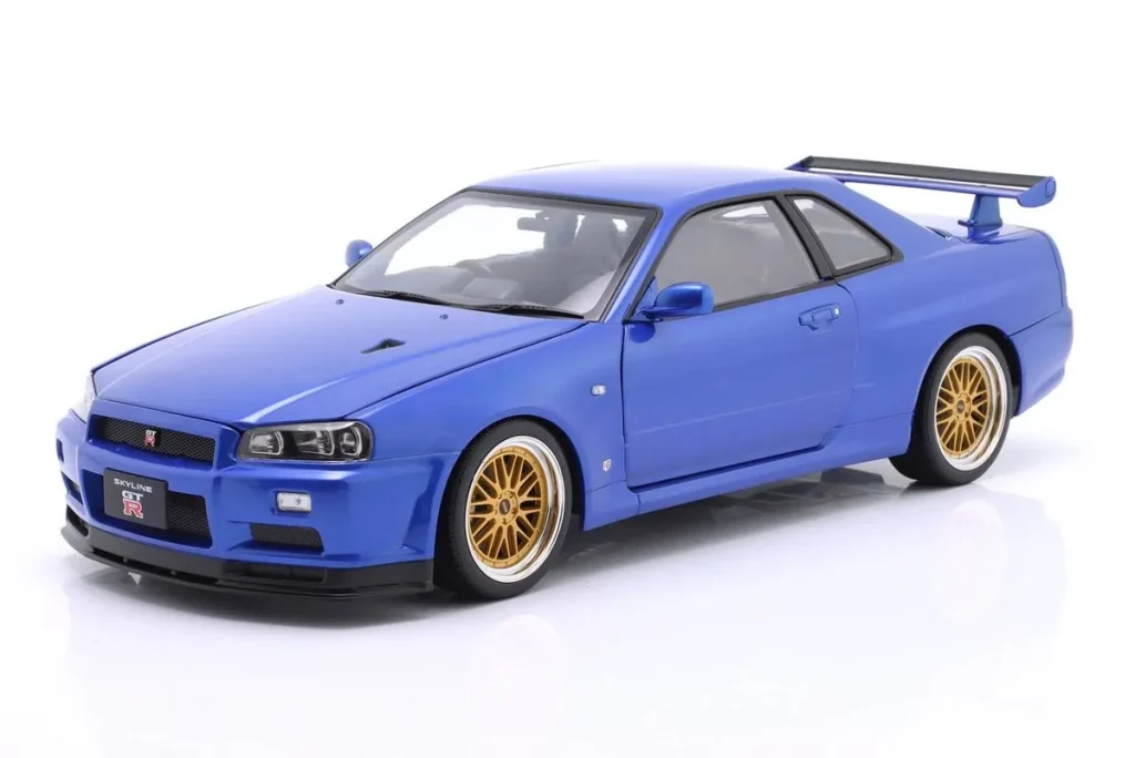 车型 1:12 Nissan Skyline GT-R (R34) V-Spec II BBS-轮毂年 2001 金属蓝 KK-Scale
