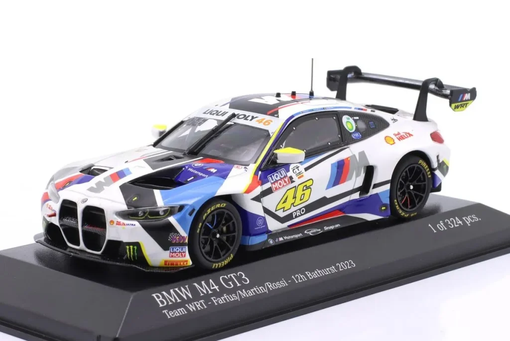 车型 1:43 BMW M4 GT3 #46 Augusto Farfus, Maxime Martin, Valentino Rossi 排名 6 12h Bathurst 年 2023 Minichamps
