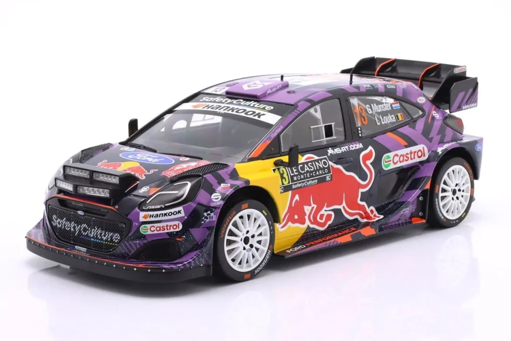 โมเดลรถ 1:18 Ford Puma Rally1 #13 Grégoire Munster, Louis Louka แรลลี่ Monte Carlo ปี 2025 Ixo