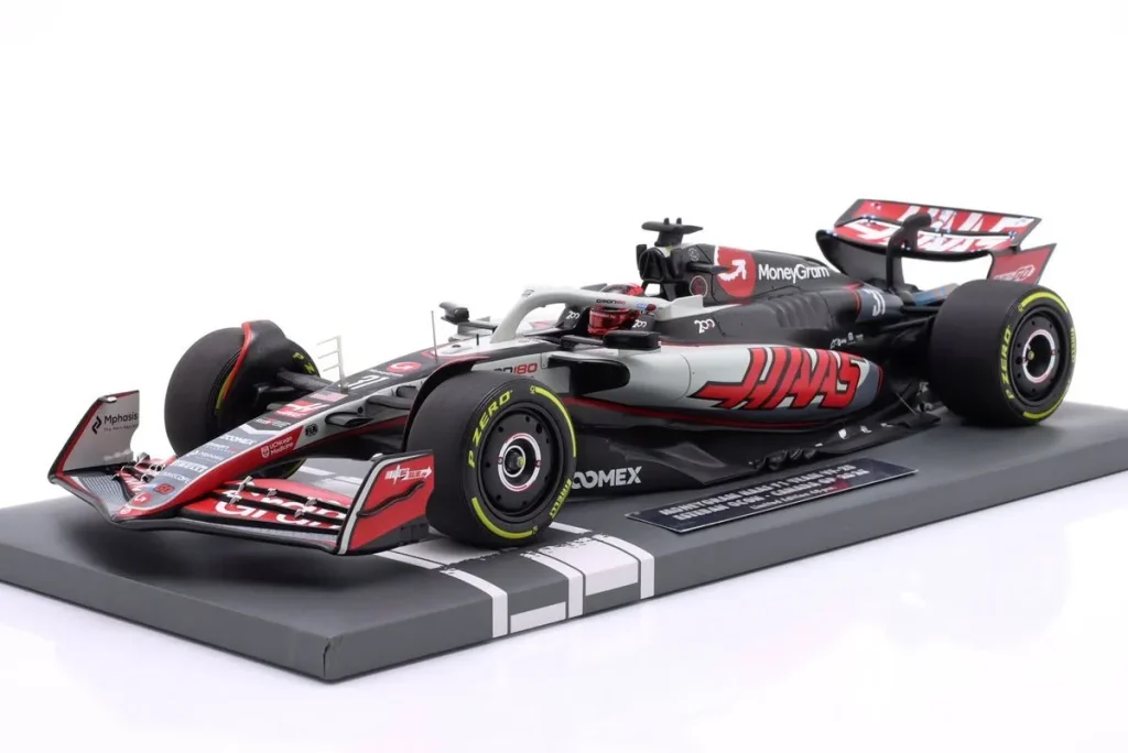 Model 1:18 Haas VF-25 #31 Esteban Ocon rank 9 Kanada GP (Montreal) Formula One year 2025 Minichamps